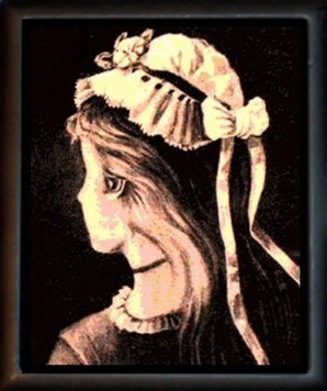 Classic optical illusion showing either a pretty young lady or an old hag