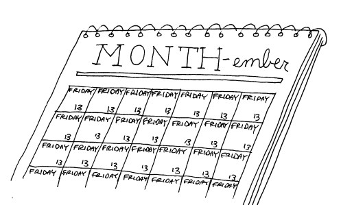 Calendar with every day as Friday the 13th